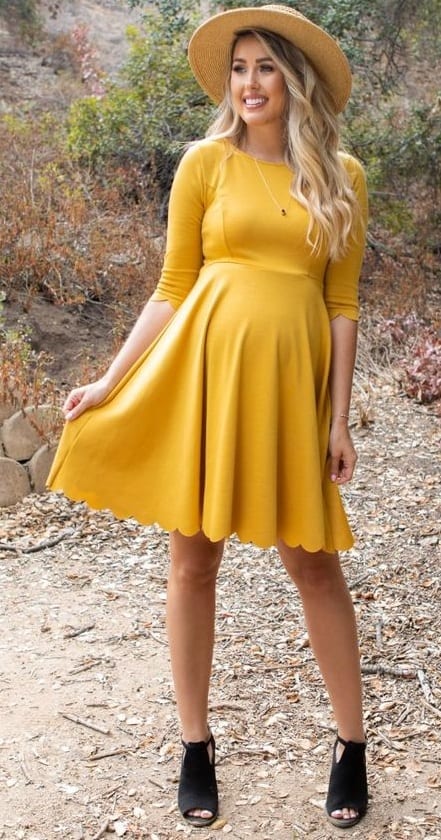 yellow short dress casual