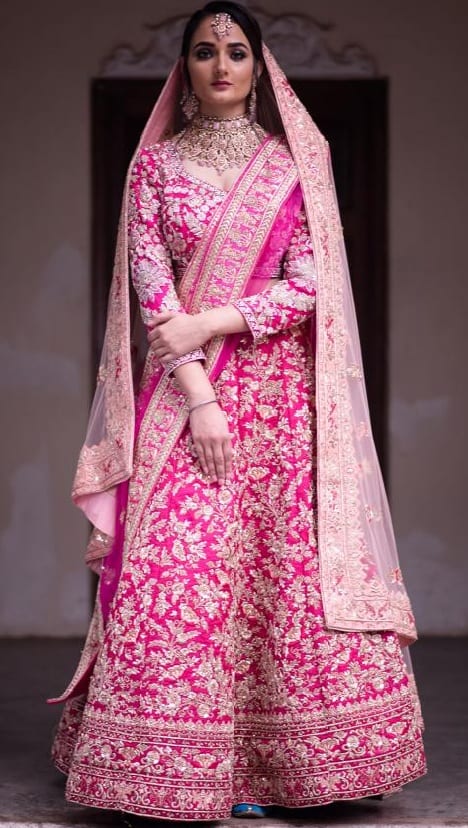 pink bridal lengha