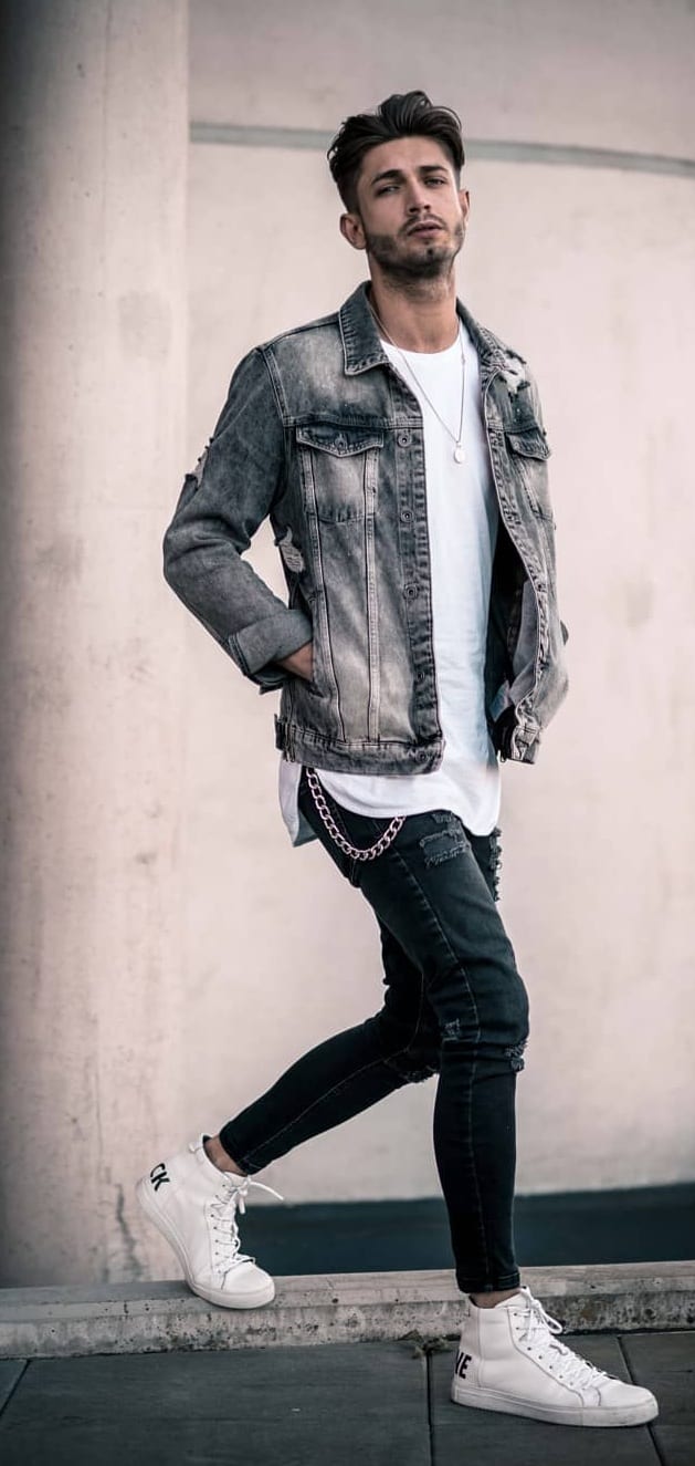 grey jacket outfit