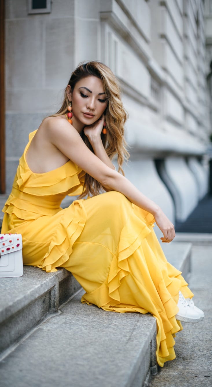 Iconic Yellow Ruffle Dress Yellow Ruffle Dress Outfit - Theunstitchd Women's Fashion Blog