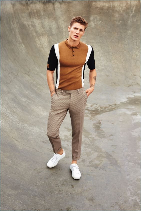 polo shirt and trouser outfit for men