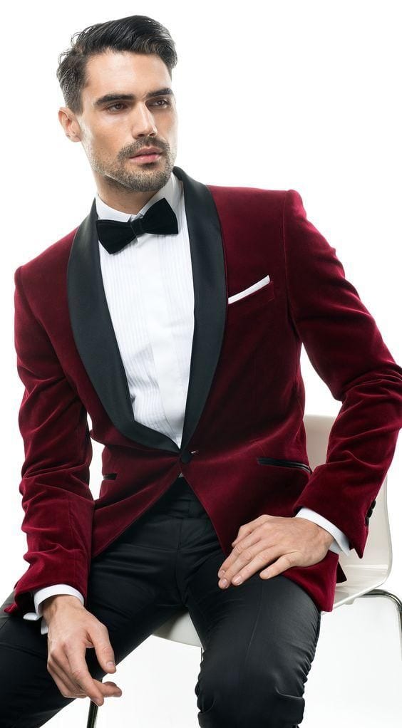 burgundy suit jacket tux