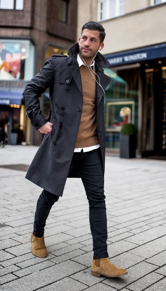 business casual look with trench coat look