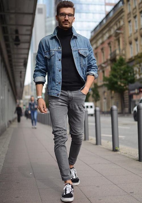 denim jacket with sneaker