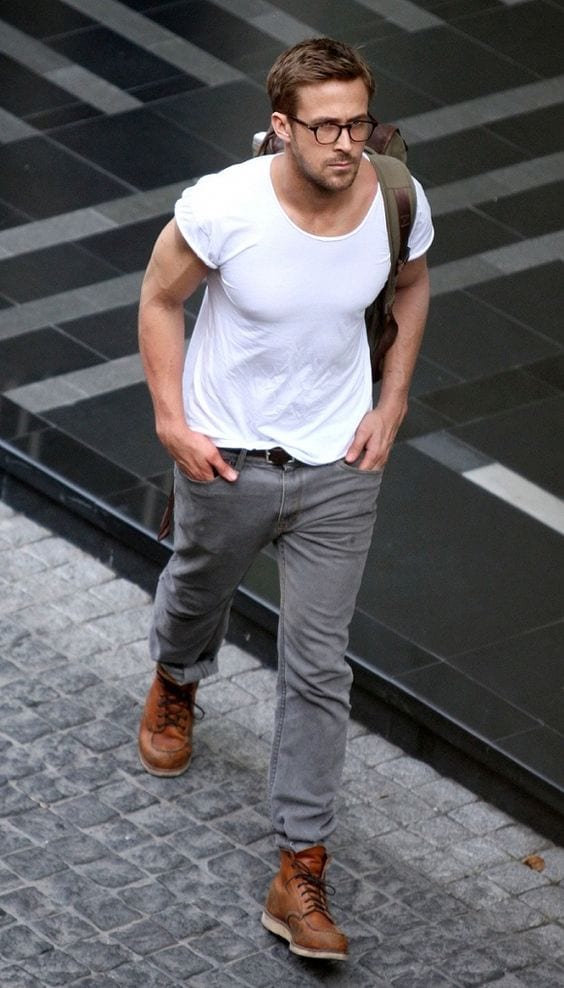 ryan gosling white t shirt outfit