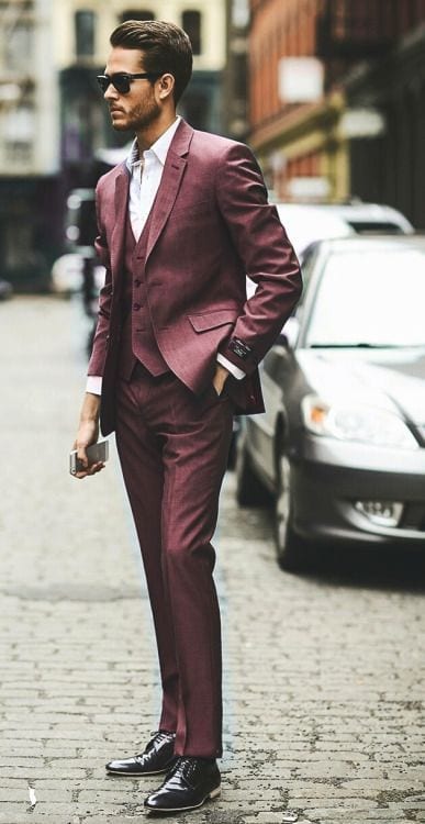 classy burgundy suit