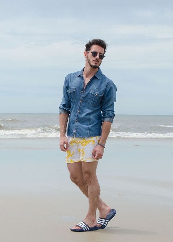 beach summer shorts with flip flops