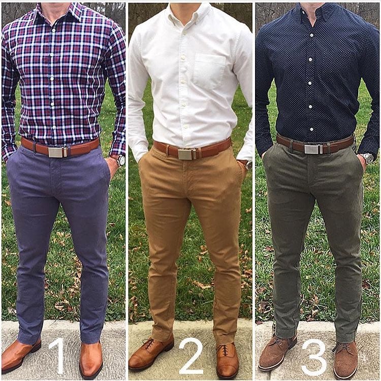 multiple chino colour and outfit options for men
