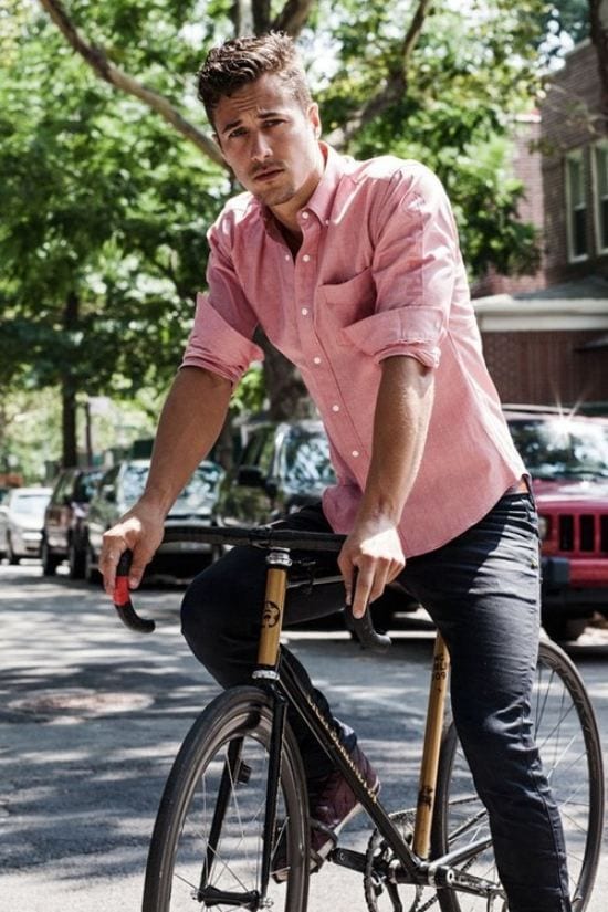 pink oxford dress shirt for men