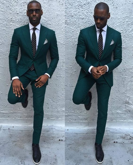 Green color suit hot sale mens
