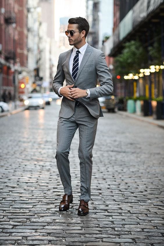 medium grey suit for men