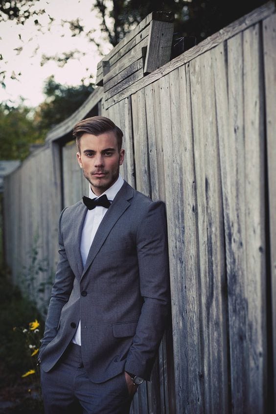 photo shoot charcoal grey suit for men