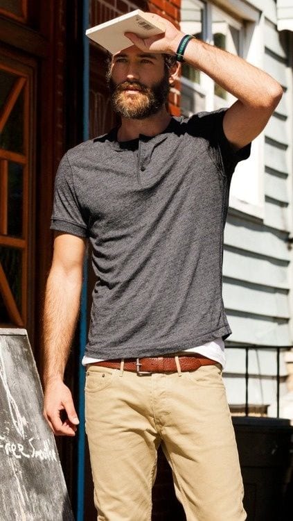 Grey Henley shirt for men