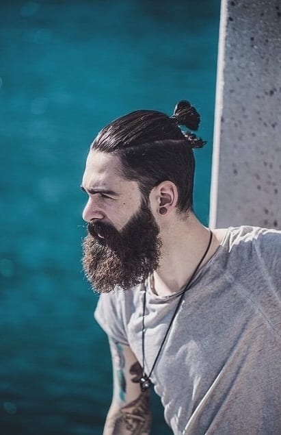 MAN BUN FOR BEARDED GUY