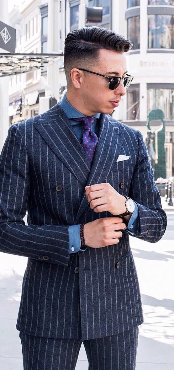 Blue striped suit mens cheap