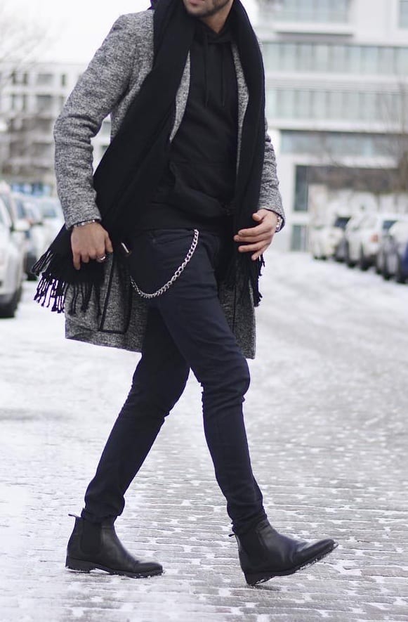 Grey overcoat outfit mens deals