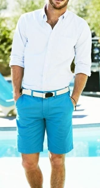 WHITE SHIRT BLUE SHORTS SUMMER OUTFITS FOR MEN Best Fashion Blog For Men TheUnstitchd