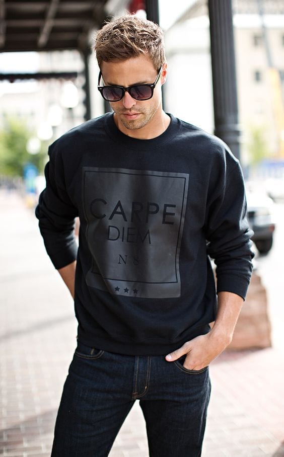 carpe denim black sweatshirt