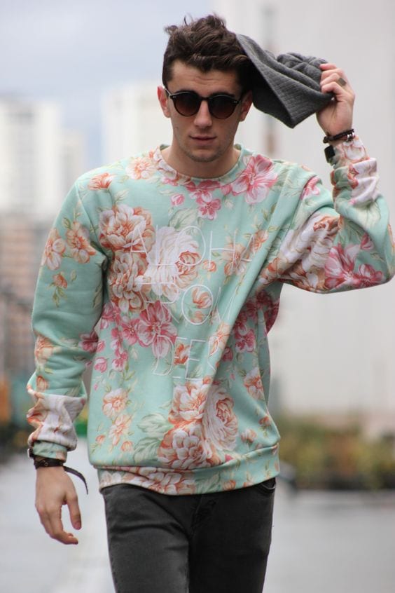 floral print mint sweatshirt