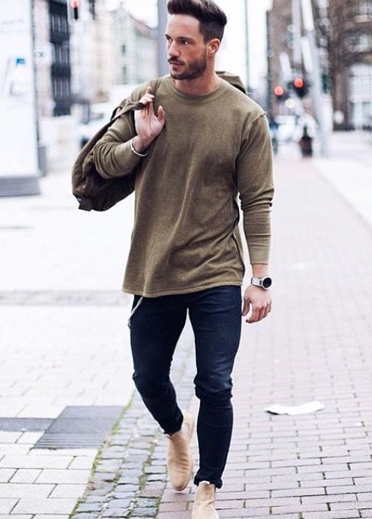 olive green sweatshirt