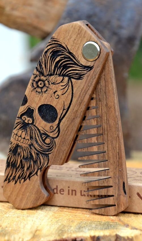 stylish wooden beard comb