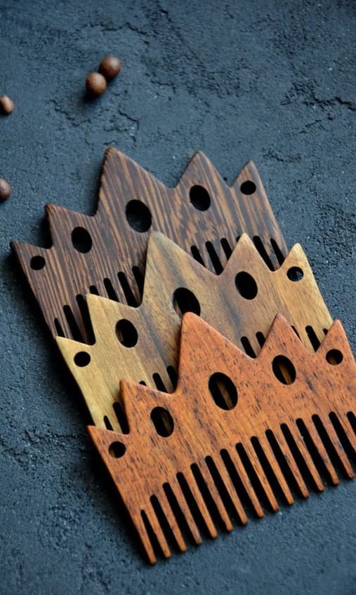 trendy wooden beard combs