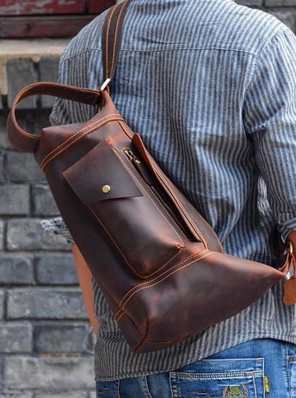 brown sling bags for men