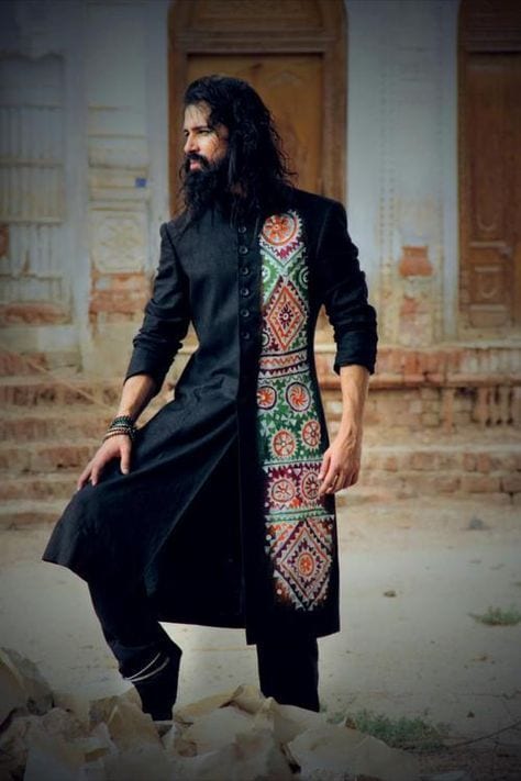 black kurta with prints