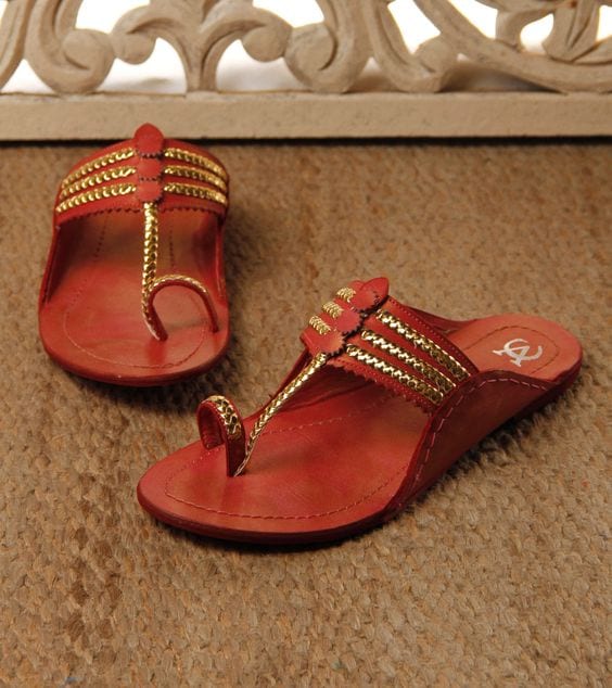colourful kolhapuri footwear