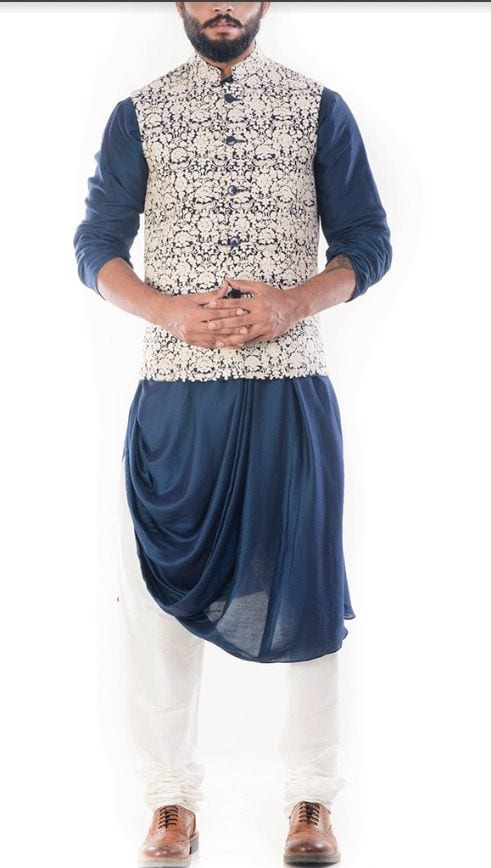 dhoti style kurta with nehru jacket