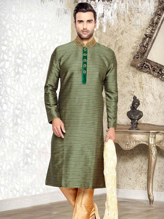 green sherwani for mehndi