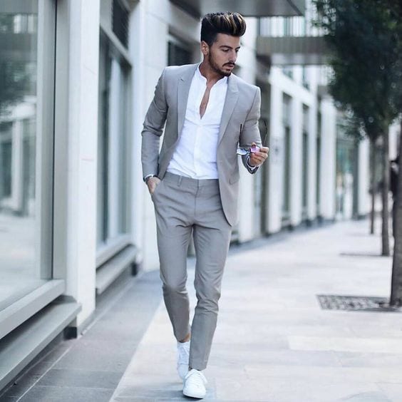 grey suit