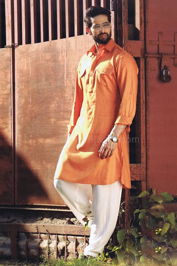 saffron kurta simple