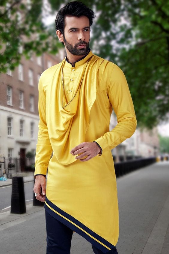 yellow kurta - indo western for men