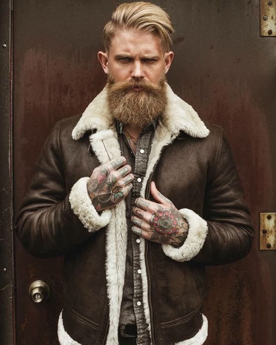 high volume side part with beard