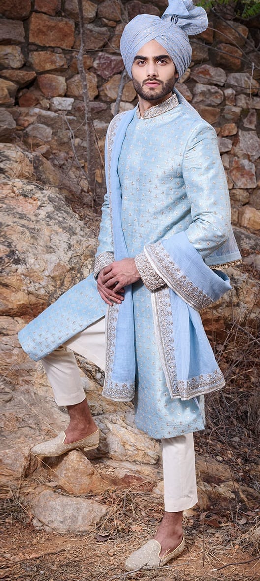 Powder Blue Sherwani for Indian Groom