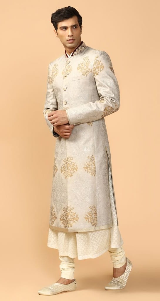 Printed Sherwani With Kurta & Churidar