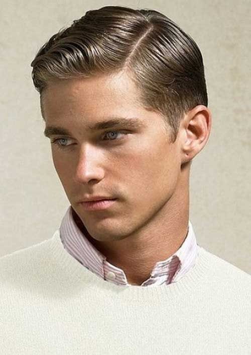 classic side part pompadour