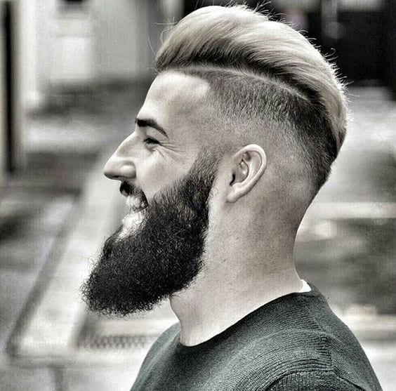 disconnected pompadour with beard
