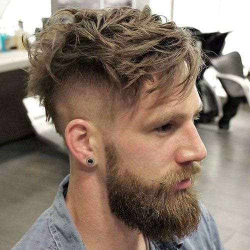 messy undercut with beard style