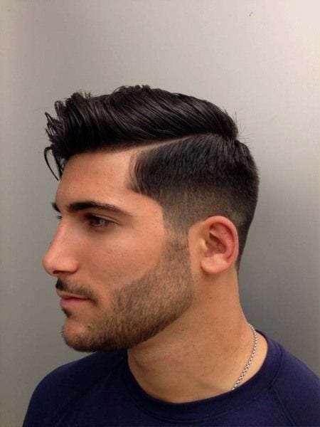 simple side part pompadour