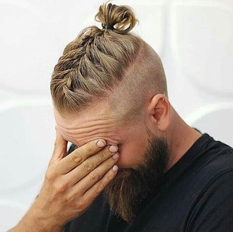 trendy undercut man bun