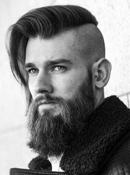 undercut mohawk with long hair and beard