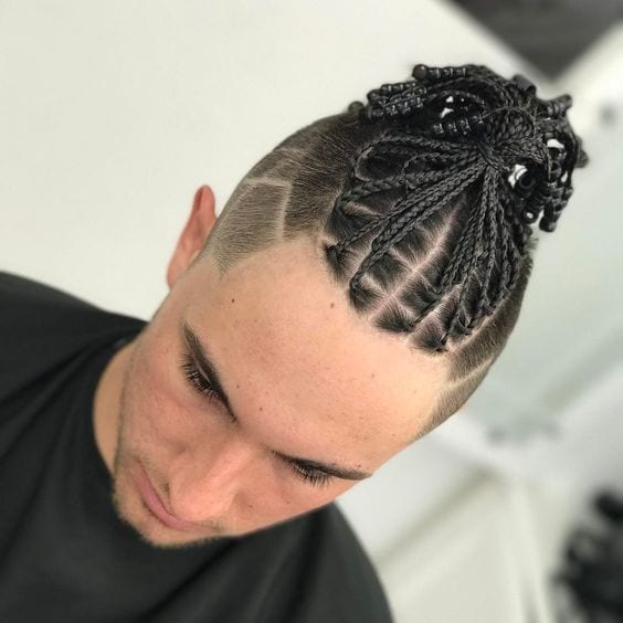 braided fade with designs