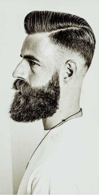 pompadour fade with beard