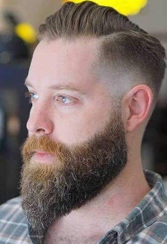 side part fade with beard