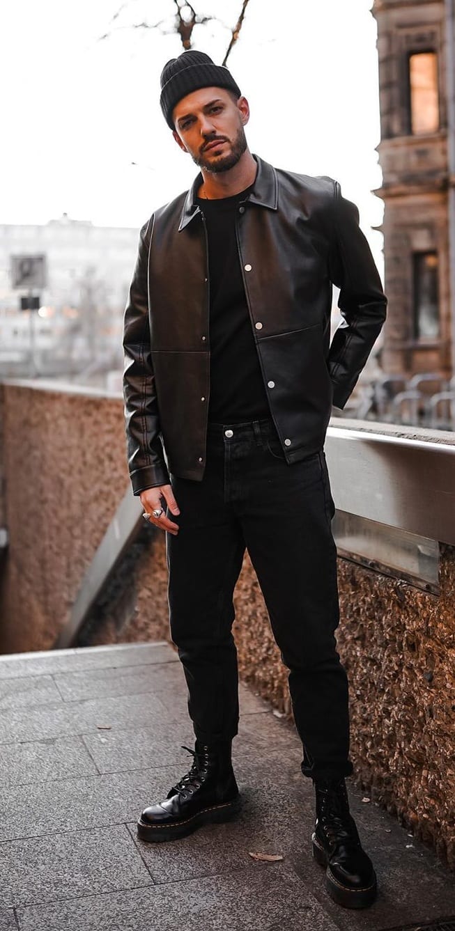 Sexy Black Leather Jacket For Men