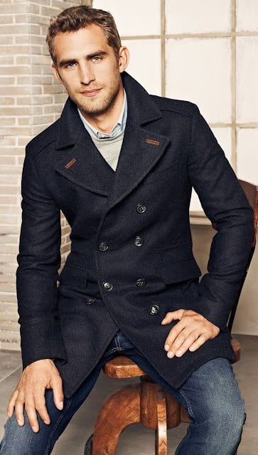 Tailored Pea Coat with denim