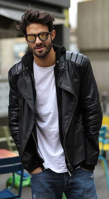 black leather jacket - young look