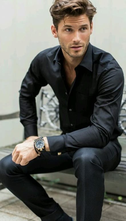 black shirt formal outfit